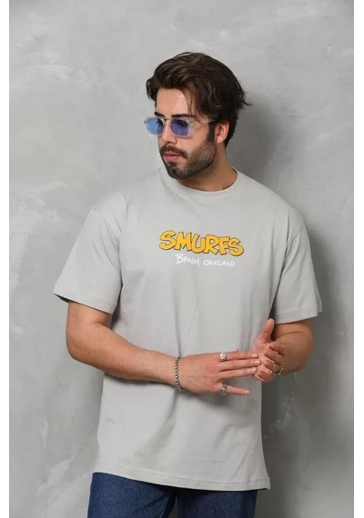 Zenna Tarz Unisex Basic Bisiklet Yaka Oversize T-shirt - Gri