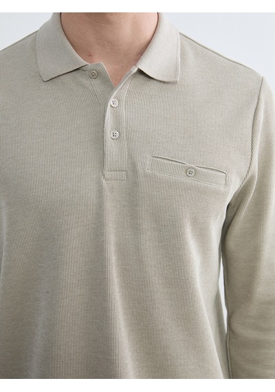 Lcwaıkıkı Classic Bej Polo Yaka Erkek Sweatshirt
