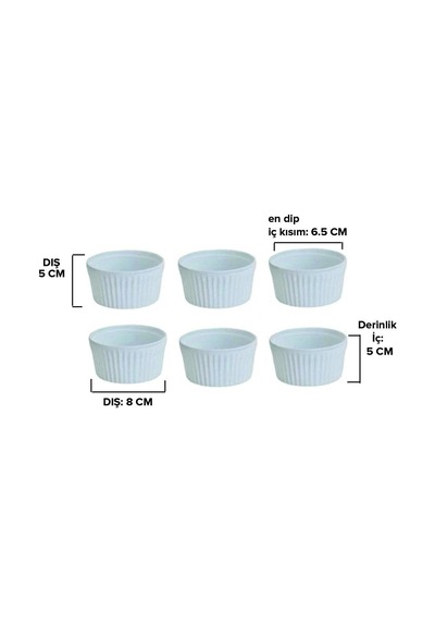 Cooker 6lı Seramik Sufle Kabı Pembe-krem-yeşil -9x5.5 Cm