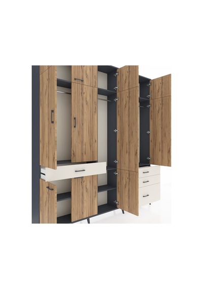 Arges Dolap 8 Raflı 4 Çekmeceli 3 Askılı 220x30x243 Antrasit-çam/aytaşı Atlas Çam/aytası Arges Dolap 8 Raflı 4 Çekmeceli 3 Askılı 220x30x243 Antrasit-çam/aytaşı Atlas Çam/aytası
