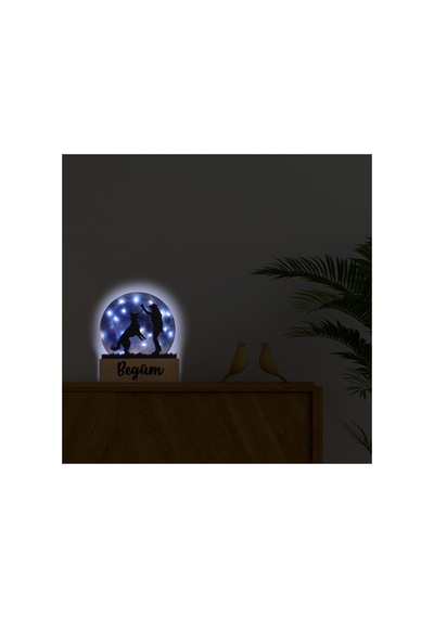 Led Işıklı Pleksi Dolunay Kişiselleştirilebilir Biblo Ruth Köpekle Oynayan Adam Anahtar Askılığı Mavi - 737330689 Mavi