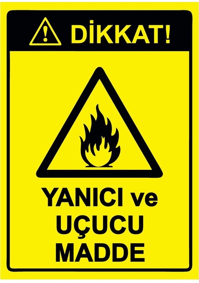Dikkat Yanıcı Ve Uçucu Madde İsg Uyarı Levhası Pvc A4 21x30 Cm