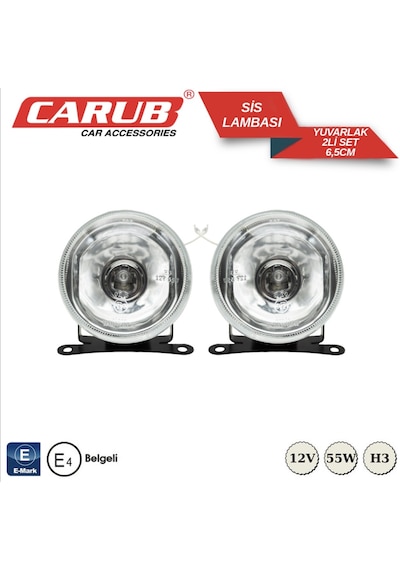 Carub Sis Lambası Yuvarlak 6.5cm 12v Beyaz Emark Belgeli H3