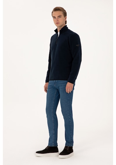U.S. Polo Assn. Erkek Regular Fit Lacivert Polar Yarım Fermuarlı Basic Sweatshirt 50313777-VR033