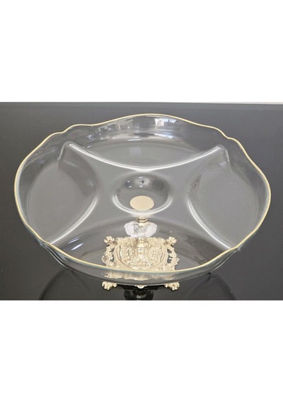 Atabey Home Bölmeli Servis Tabaği Döküm Ayakli Gold Detayli & Sunumluk & Kahvaltilik & Çerezlik 30cm