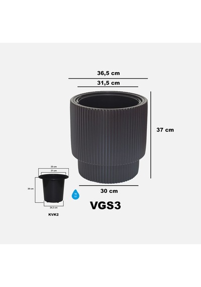 Vega Saksı 3 No Siyah 27 Lt