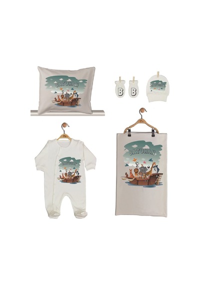 Pia Baby Gl 1947-02 İsme Özel Beşli Tulum Set Krem