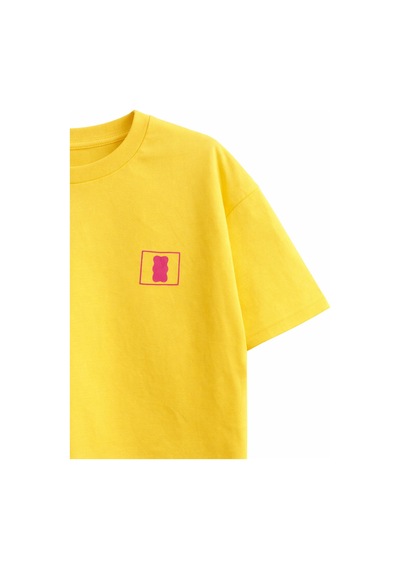 Haribo Lisanslı Geometrik Şortlu Kız Çocuk T-shirt Şort Takım Hardal