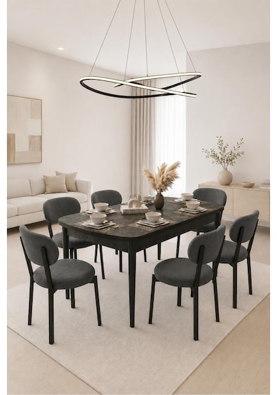 Renlife 6 Kişilik Açılır Yemek Masası Takımı Yemek Masası Ve Sandalye Seti Metal Ayaklı Antrasit Aris Renlife 6 Kişilik Açılır Yemek Masası Takımı Yemek Masası Ve Sandalye Seti Metal Ayaklı Antrasit Aris
