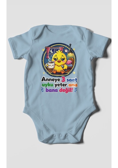 Morivokids Anneye Özel Kısa Kollu Bebek Body %100 Pamuk Zbn245-kk Bebe Mavisi