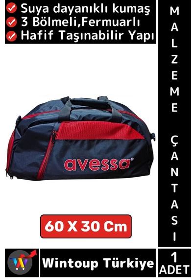 Çanta Suya Dayanıklı Kumaş Spor Okul Futbol Antrenman 3 Bölmeli Fermuarlı Malzeme Çantası 60x30 Cm Çok Renkli