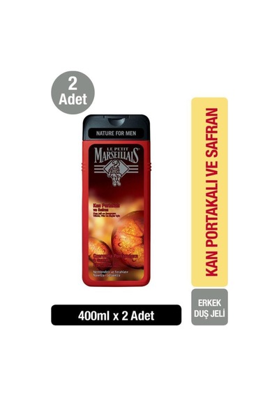 Le Petit Marseillais For Men Kan Portakalı ve Safran Duş Jeli ve Şampuan 400 ML x 2