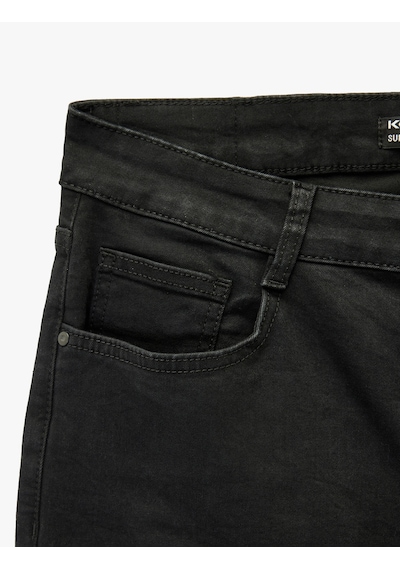 Koton Normal Bel Pamuklu Cepli Super Skinny Fit Jean Pantolon Siyah 6sam40074nd Siyah