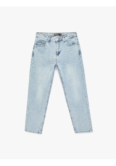 Koton Normal Bel Pamuklu Vintage Straight Fit Jean Pantolon Orta İndigo 6sam40024nd