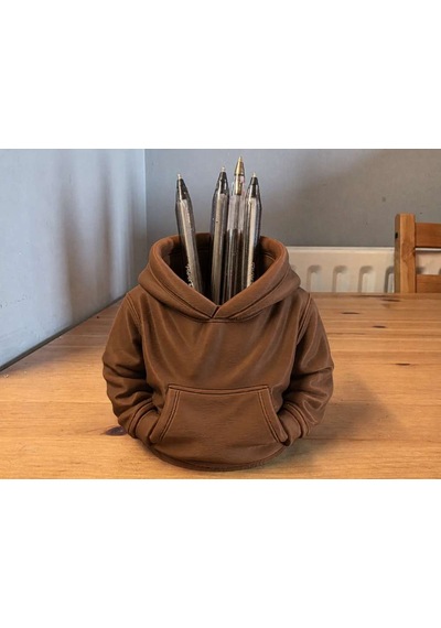 3d Baskı Kapüşonlu Sweatshirt Kalemlik - Masaüstü Organizer-kahverengi Diğer