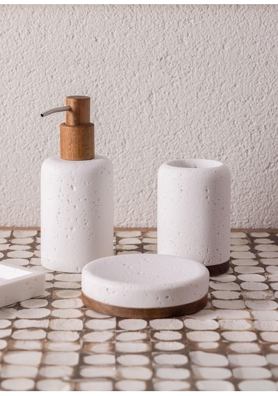 The Mia Travertine Banyo Seti Beyaz 3 Parça Çok Renkli