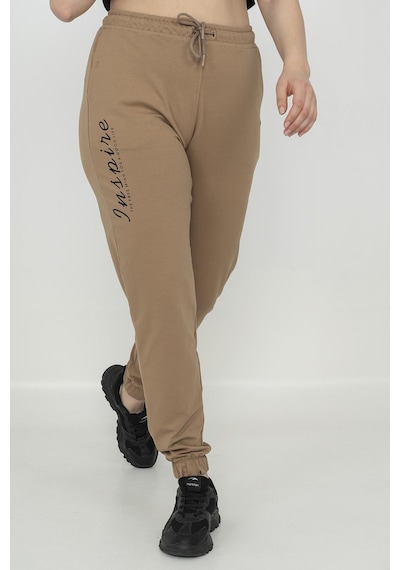 Maraton Sportswear Büyük Beden Kadın Lastik Paça Basic Açık Vizon Eşofman Altı 21171-açık Vizon Açık Vizon