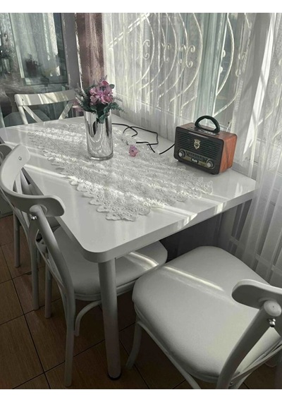 Kora Serisi 70x110 Sabit Mutfak Masası Takımı 4 Beyaz Sandalye Beyaz Kora Serisi 70x110 Sabit Mutfak Masası Takımı 4 Beyaz Sandalye Beyaz
