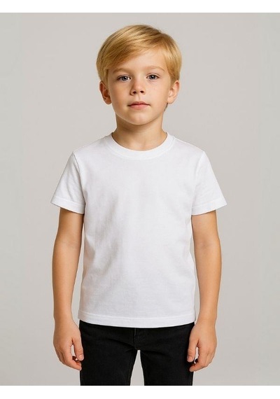 Zekids Çocuk Pamuklu Basic Kısa Kollu T-shirt-16083 Beyaz