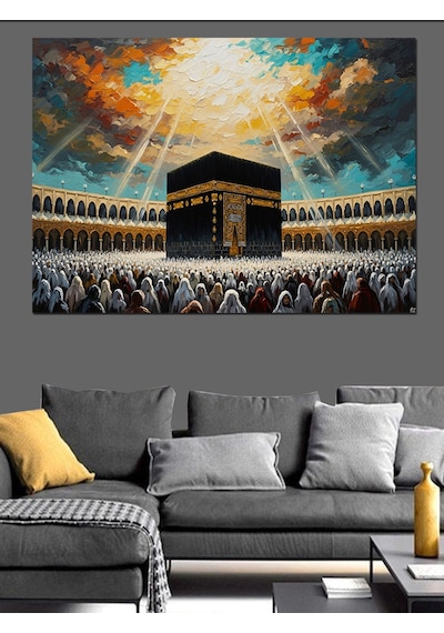 Ahşap Tablo Mekke Kabe Ve Manevi Işıklar