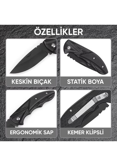 Katlanır Cep Kamp Çakısı - Kemer Klipsli - Sdr-079 - Karbon Diğer
