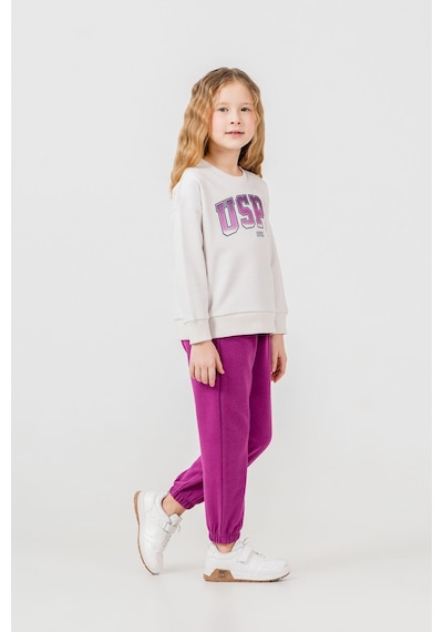 U.S. Polo Assn. Kız Çocuk Baskılı Beyaz Uzun Kol Eşofman Takımı Us2701-c-v1 Us2701-c-v1