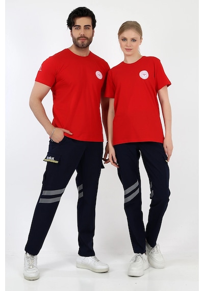 112 Acil Sağlık Yuvarlak Yaka Penye Kısa Kol Tshirt - Kırmızı
