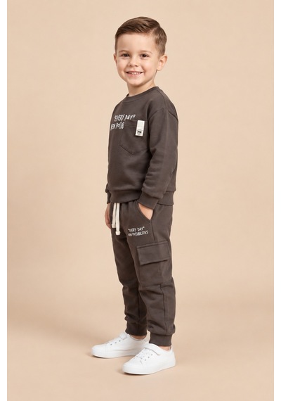 Ahengim Erkek Çocuk Pamuklu Baskılı 2 Li Takım Sweatshirt Eşofman Altı 1-4 Yaş Ak122 Kahverengi Ahengim Erkek Çocuk Pamuklu Baskılı 2 Li Takım Sweatshirt Eşofman Altı 1-4 Yaş Ak122 Kahverengi