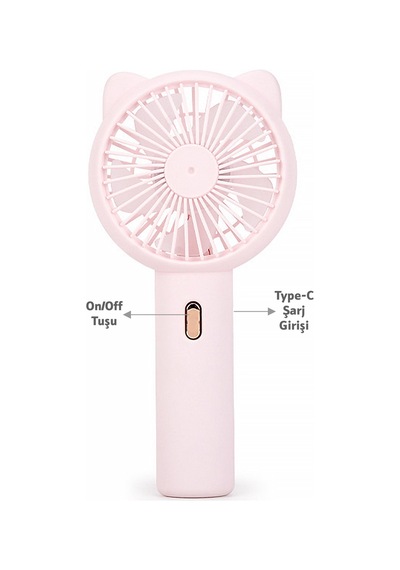 3 Modlu Şarjlı El Fanı 3 Kademe Seyahat Masaüstü Vantilatör Taşınabilir Mini Fan Pembe F136