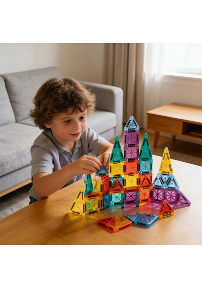 Seyahat Tipi Metal Kutulu Mini Magnetic Yapı Blokları 3d Puzzle 45 Parça