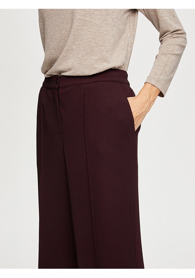 Faik Sönmez Önü Dikiş Detaylı Wıde Leg Fıt Örme Pantolon W26pnt011 Uw26pnt01140 Bordo