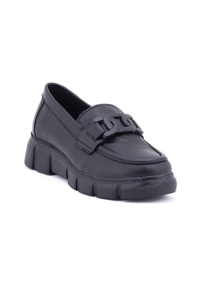 Mammamia D24ya-3430 Hafif Taban Kadın Deri Loafer Ayakkabı Bej