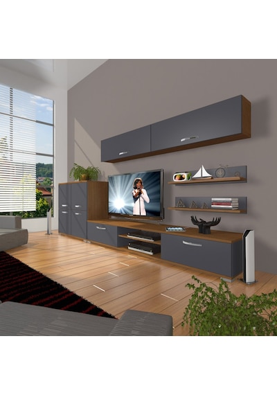 Decoraktiv Eko 6y Mdf Dvd Tv Ünitesi Tv Sehpası Ceviz - Antrasit