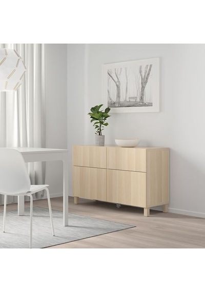 Ikea Bestå Dolap Ünitesi, Ağartılmış Meşe Görünümlü, 120x40x64 Cm