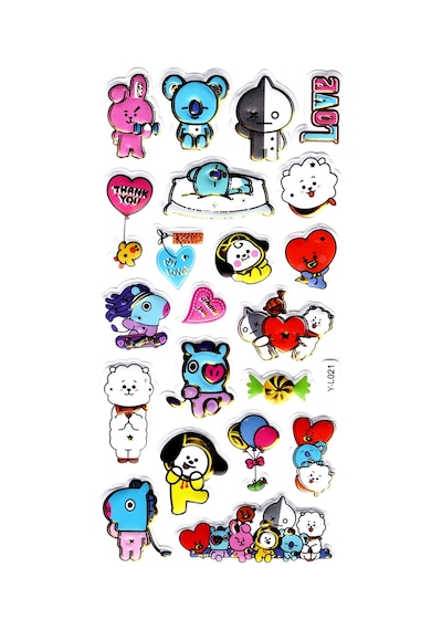 Sticker Kabartmalı Stiker Defter, Planlayıcı Etiket Limyl-021 - 17x9 Cm - Kpop Bt21 Bts