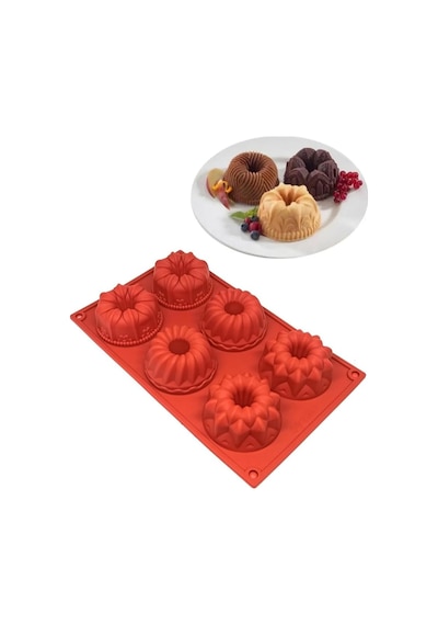 Ckm Silikon Muffin 3d Figürlü 6lı Kek Çörek Çikolata Kalıbı Silikon Muffin Kalıp Kırmızı Diğer