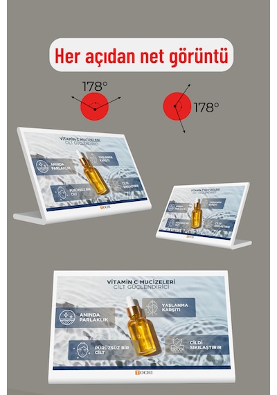 Tochı Masaüstü Digital Signage 14 İnç Android Dokunmatik Reklam Ekranı, Wi-fi Bluetooth, Yatay Model, Siyah Beyaz