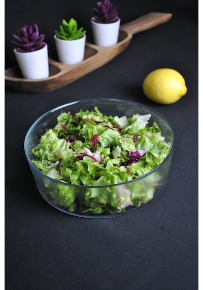 Modern Cam Salata Tabağı 20 Cm Salata Cips Yuvarlak Sunum Ve Serv