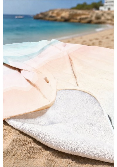 Deniz Manzaralı Modern Plaj Havlu Örtüsu - Pastel Ombre Marine Hızlı Kuruyan Mikrofiber Havlu Örtü Sedef Şafak