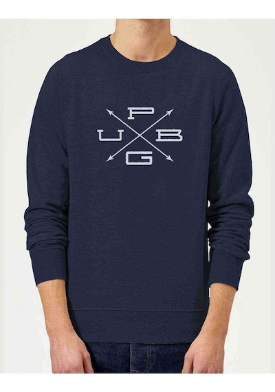 Pubg X Baskılı Indigo Mavi Lacivert Erkek Örme Sweatshirt