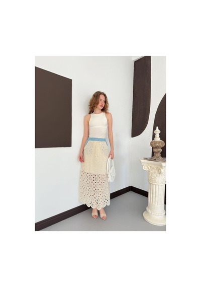 Verymoda D3044 Kot Detaylı Dantel Etek D3044 Ham