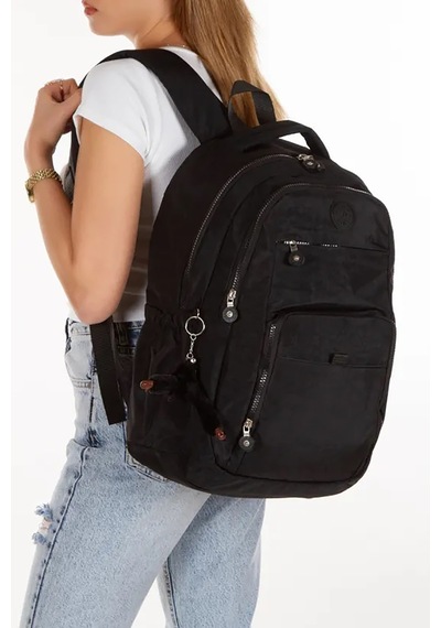 Bizoon Np288 Unisex Su Geçirmez Kumaş Günlük Okul Seyahat Siyah Sırt Çantası