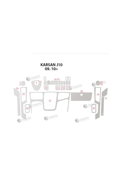 Peugeot Karsan J10 Torpido Kaplama 2010 31 Parça Alüminyum