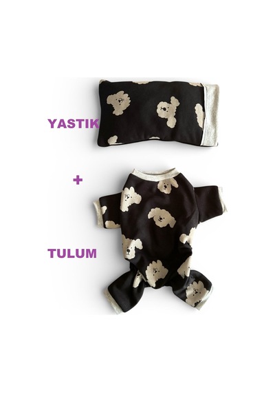 Doggy Doo Kedi Uyku Seti Penye Kedi Tulum Ve Mini Yastık Takımı Pamuklu Tüy Dökülmesini Si̇yah XL