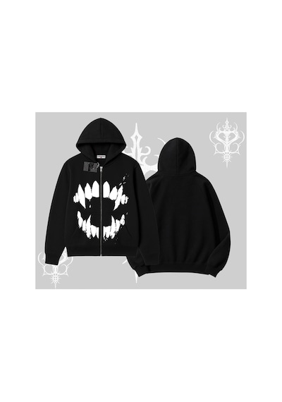 Tarzsokak Beyaz Hırka Sweatshirt Vampir Dış Siyah