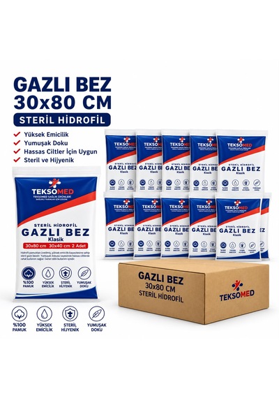 Teksomed Steril Hidrofil Kompres Klasik 30x80 Cm 2 Adet 30x40 Cm 20 Adet
