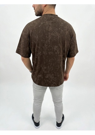 Erkek Premium Tişört Osy Yumuşak Dokulu Yıkamalı Oversize T-shirt - Kahverengi