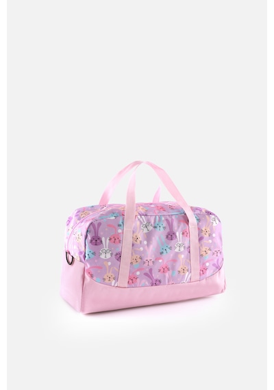 İcone Bag Baskılı Spor Çanta, Cepli Spor Çanta, Fermuarlı Detaylı Çocuk Spor Çanta, Açık Pembe