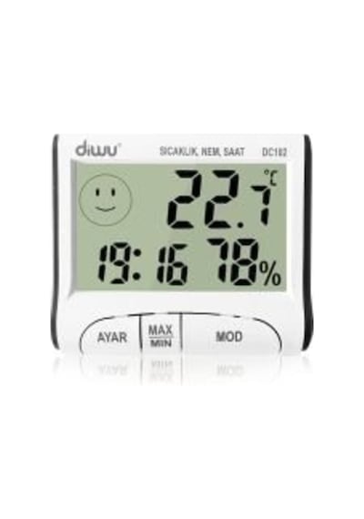 Diwu Dc102 İç Mekan Termometre Nem Ölçer Saat