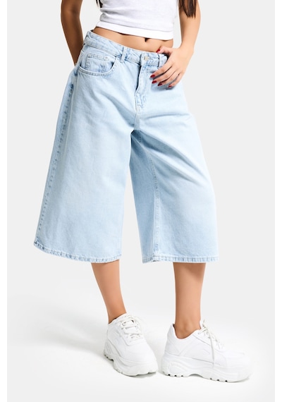 it's basic Kadın Ice 4s6-3 Süper Baggy Fit Maxi Boy Bermuda Denim Şort Ice Rengi